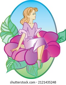 Fairy tale character Thumbelina. vector illustration.