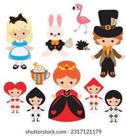 Fairy tale characters set vector cartoon illustration