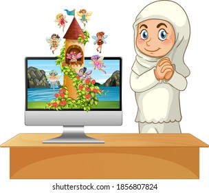 Fairy tale computer screen background illustration