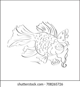 Fairy tale creature, wise magician fish. Vector character design.