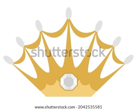 Fairy tale crown isolated on white background. Vector fantasy king or queen accessory. Sovereign authority symbol. Medieval fairytale royal jewelry icon. Cartoon magic object
