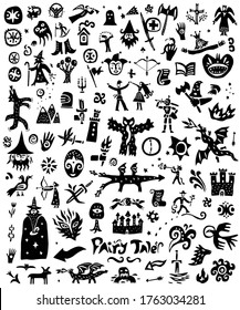 fairy tale doodles ,characters vector icon set
