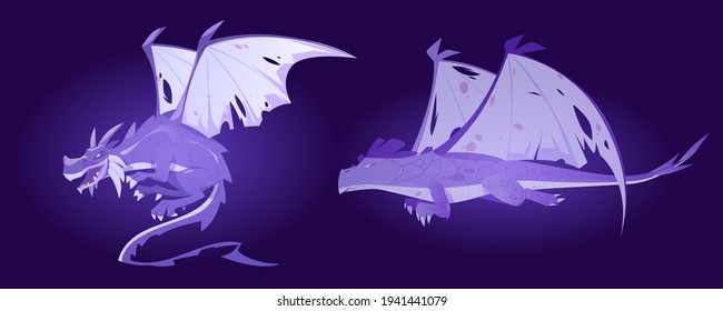 Fairy tale dragon ghosts, spirits of magic monster