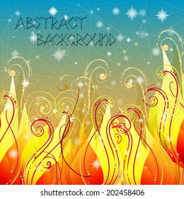Fairy tale elegant abstract background illustration in vector with swirls, stars and dots. Used clipping mask for easy editing.