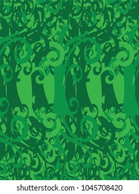 Fairy Tale Enchanted forest green seamless pattern. Textile or wallpaper design. Vector illustration eps10.