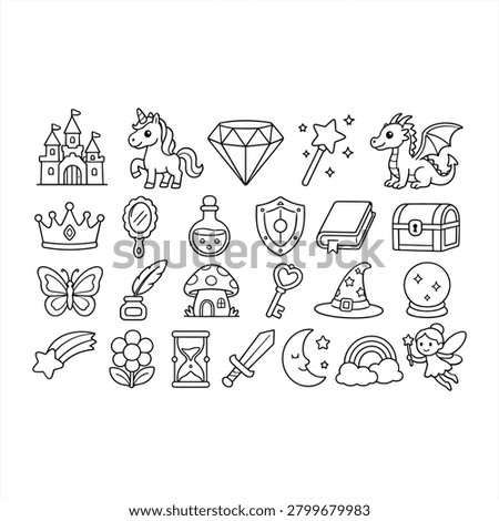 Fairy Tale and Fantasy Elements Coloring Page
