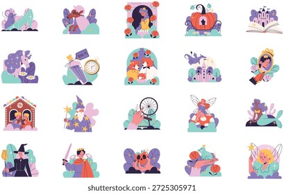 Fairy Tale And Fantasy Illustrations Vector Illustration. Illustration symbol design template for web mobile UI element.