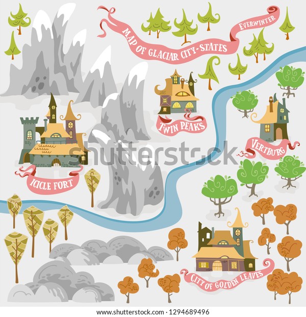 Fairy Tale Fantasy Map Builder Set Stock Vector (Royalty Free ...