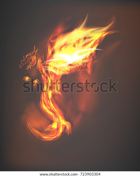 Fairy Tale Fire Dragon Stock Vector Royalty Free 723903304