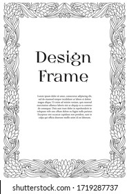 Fairy Tale Frame. Flower Border. Page Template For Children Book.Vintage Antique Graphic Art. Elegance Wedding Invitation. Design Decorative Elements. Ornate Vector Line Art.