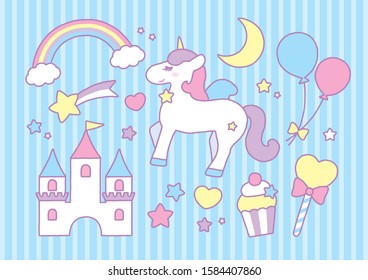 Fairy tale girly cute objects blue