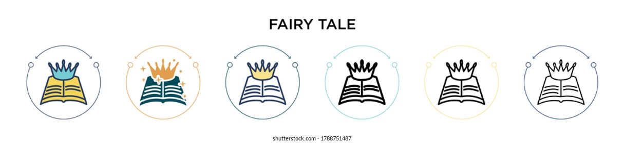 Fairy tale icon in filled, thin line, outline and stroke style. Vector illustration of two colored and black fairy tale vector icons designs can be used for mobile, ui, web