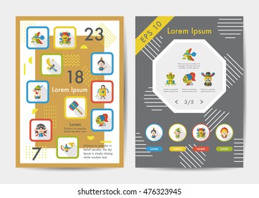 Fairy tale icons set with long shadow,eps10