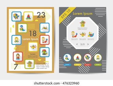 Fairy tale icons set with long shadow,eps10