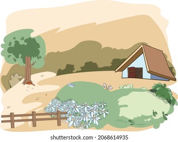 fairy tale illustrations. Coloring book, Coloring page, Cute and funny background illustration set of different drawings for storybook