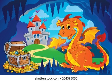 Fairy tale image with dragon 7 - eps10 vector illustration.
