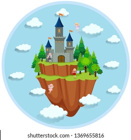 Fairy tale island scene illustration