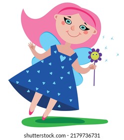 A Fairy Tale Fairy With A Magic Wand. White Background
