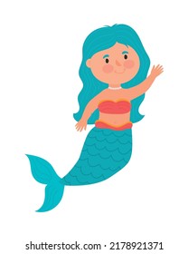 Fairy tale mermaid. Cute character on white background.