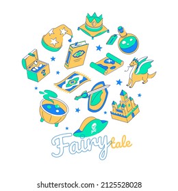 Fairy tale - modern isometric colorful banner with text