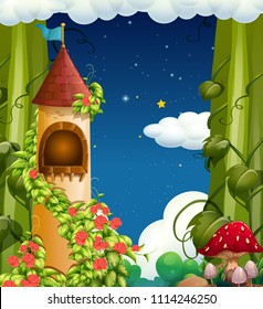 A Fairy Tale Castle? at Night Scene illustration