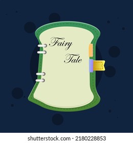 Fairy Tale Note Book Sheet Icon  Fantasy  Green Color Cute Colorful Cartoon For GUI Or Business , Education , E-commerce , Vector Design