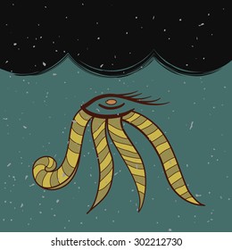 Fairy Tale Octopus. Abctract.