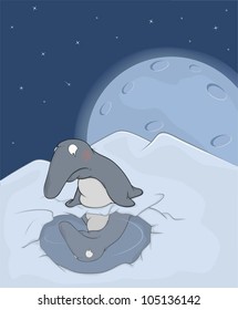 Fairy tale on a little penguin cartoon