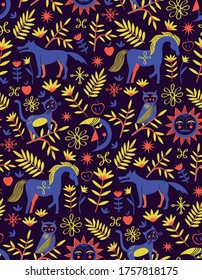Fairy tale pattern scandinavian style seamless design illustration