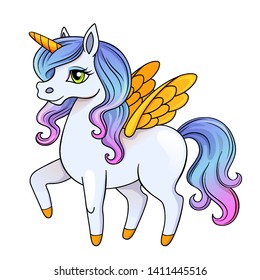 Fairy tale pegasus. Pony princess. Unicorn