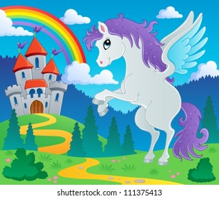 Fairy tale pegasus theme image 2 - vector illustration.