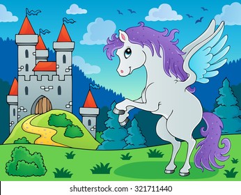 Fairy tale pegasus theme image 3 - eps10 vector illustration.