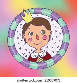 Fairy Tale Prince on Multicolored Background / Vector illustration
