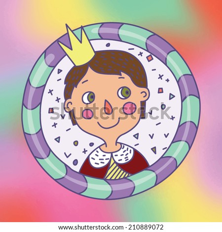 Fairy Tale Prince on Multicolored Background / Vector illustration