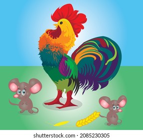 fairy tale rooster and spikelet mouses Twist and Twirl