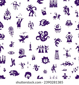 fairy tale  seamless vector background, vector illustration silhouettes