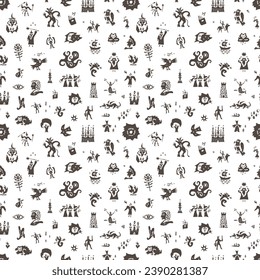 fairy tale  seamless vector background, vector illustration silhouettes