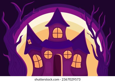 Fairy tale spooky house , halloween , flat illustration
