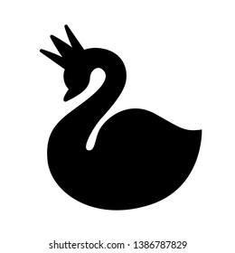 Fairy Tale Swan with Crown Silhouette. Fantasy Bird Cutout Shape for Handmade Decor.