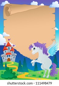Fairy tale theme parchment 5 - vector illustration.