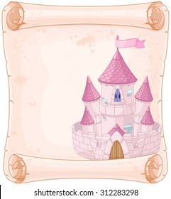Fairy tale theme parchment castle design 
