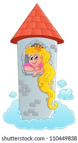 Fairy tale theme with princess 1 - vector illustration.