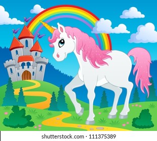 Fairy tale unicorn theme image 2 - vector illustration.