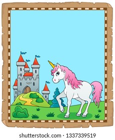 Fairy tale unicorn topic parchment 1 - eps10 vector illustration.