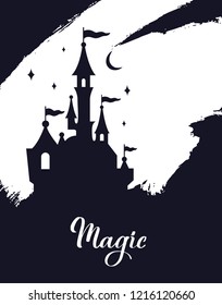 Fairy tale vector  Castle silhouette . Wizard world. Templates for interiors decor, prints, posters