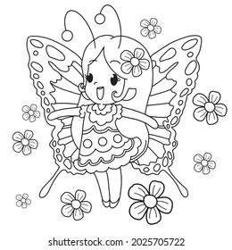 Fairy Tale vector illustration,coloring page outline.KDP 