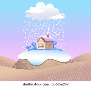 Fairy tale winter landscape vector illustration. 