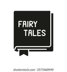 Fairy Tales Book Silhouette Icon. Bedtime Storybook For Nighttime Reading Glyph Symbol. Magical Bedtime Story For Children. Isolated Vector Illustration.