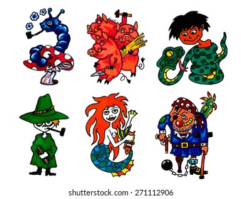 Fairy tales characters illustration set