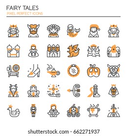 Fairy Tales Elements , Thin Line and Pixel Perfect Icons
